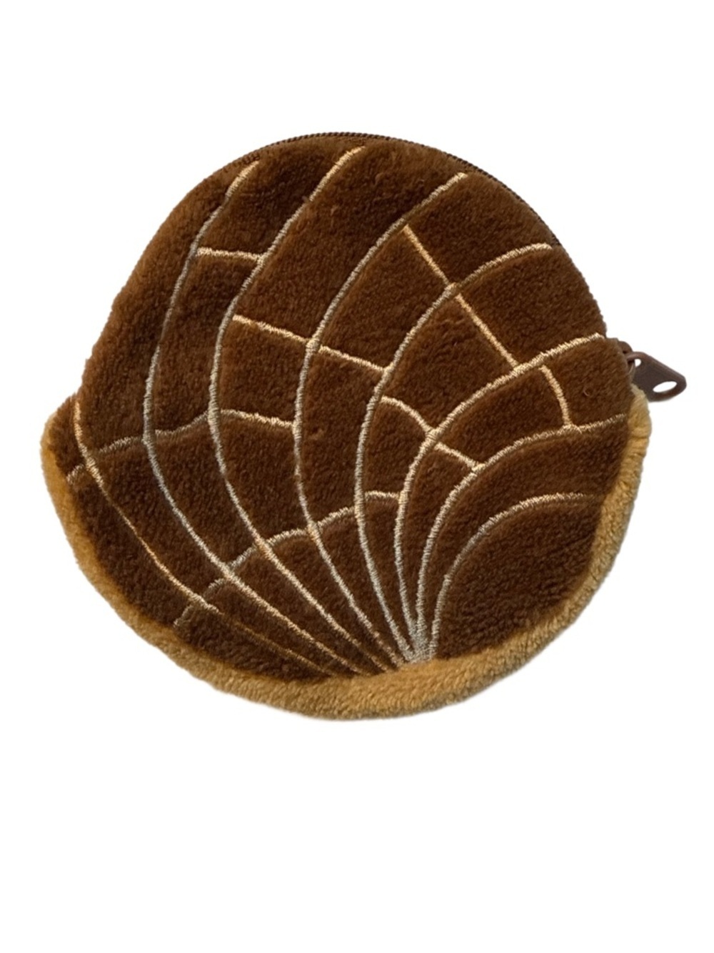 plush Concha Coin Purse brown chocolate food bag